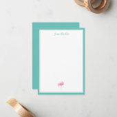 Waterverf Flamingo Persoonlijke schrijfbenodigdhed Notitiekaartje (Voorkant / Achterkant in situ)