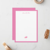 Waterverf Flamingo Persoonlijke schrijfbenodigdhed Notitiekaartje (Voorkant / Achterkant in situ)