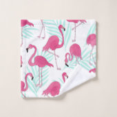 Waterverf Flamingo Pink en Mint Tropical Bad Handdoek (Wasdoekje)