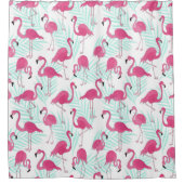 Waterverf Flamingo Pink en Mint Tropical Douchegordijn (Voorkant)