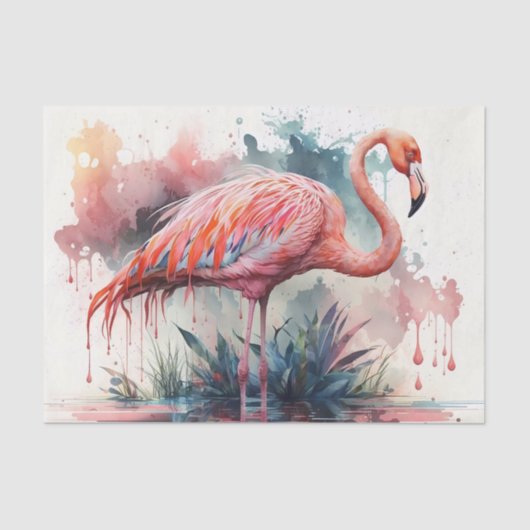 Waterverf Flamingo Pink Tissuepapier (Voorkant)