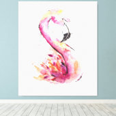 Waterverf Flamingo Print Art | Funny Flamingo (Insitu (Houten vloer))