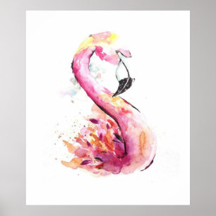 Waterverf Flamingo Print Art   Funny Flamingo