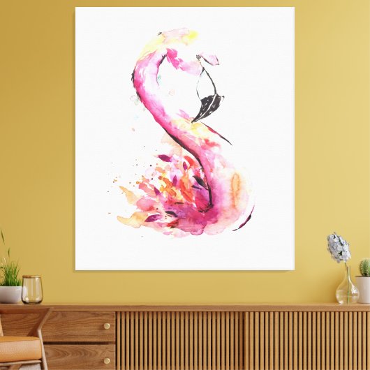 Waterverf Flamingo Print Art | Funny Flamingo (Insitu (Woonkamer))