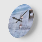 Waterverf Flamingo Ronde Klok (Hoek)