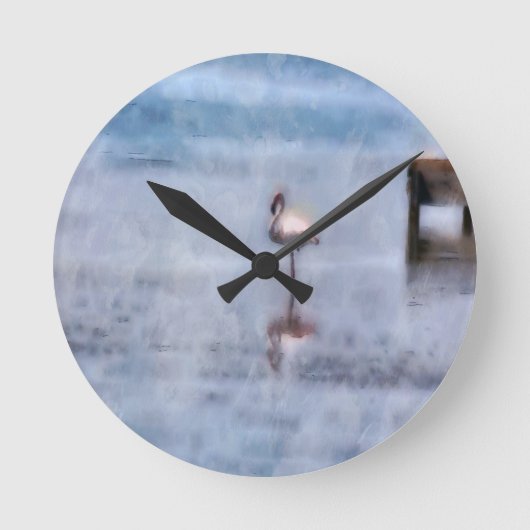 Waterverf Flamingo Ronde Klok (Voorkant)