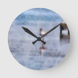 Waterverf Flamingo Ronde Klok