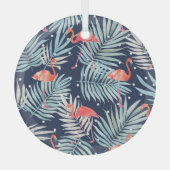 Waterverf Flamingo: Roze Tropische Elegantie. Glas Ornament (Voorkant)