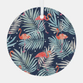 Waterverf Flamingo: Roze Tropische Elegantie. Glas Ornament (Achterkant)