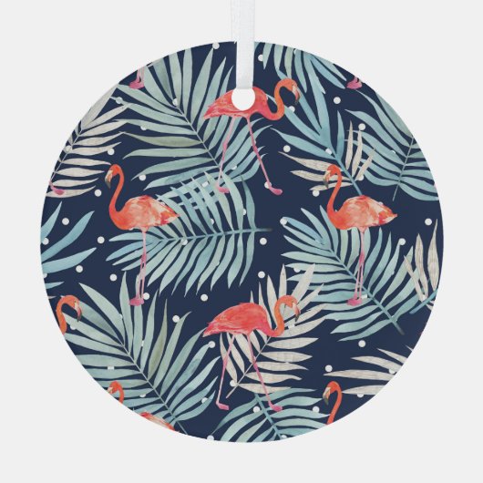 Waterverf Flamingo: Roze Tropische Elegantie. Glas Ornament (Achterkant)