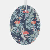 Waterverf Flamingo: Roze Tropische Elegantie. Glas Ornament (Voorkant Rechts)