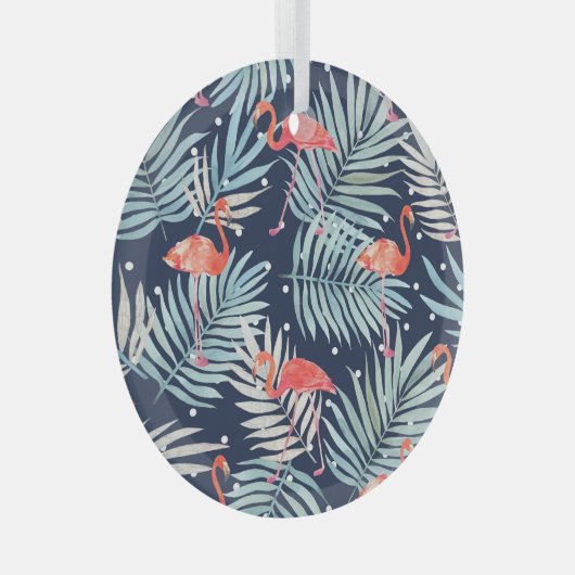 Waterverf Flamingo: Roze Tropische Elegantie. Glas Ornament (Voorkant Rechts)