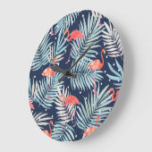 Waterverf Flamingo: Roze Tropische Elegantie. Grote Klok (Hoek)