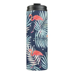 Waterverf Flamingo: Roze Tropische Elegantie. Thermosbeker