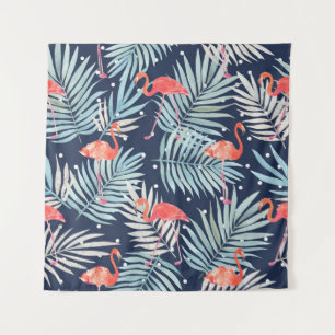 Waterverf Flamingo: Roze Tropische Elegantie. Wandkleed