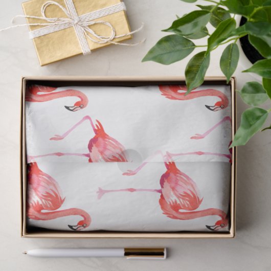 Waterverf Flamingo serie ontwerp 13 Tissuepapier (Geschenk)