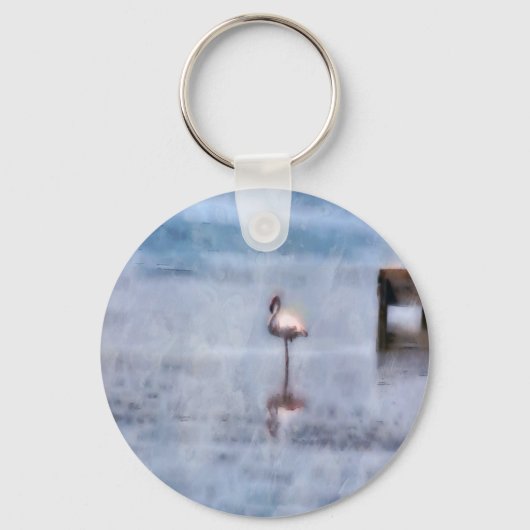 Waterverf Flamingo Sleutelhanger (Voorkant)