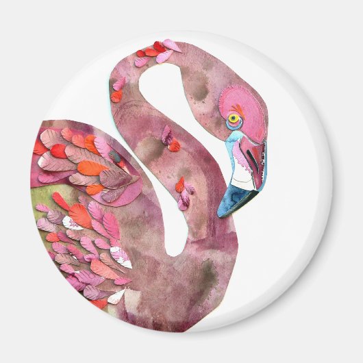 Waterverf FLAMINGO snijden Magneet (Voorkant)