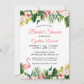 Waterverf Flamingo Tropical Floral Vrijgezellenfee Kaart (Voorkant)