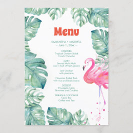 Waterverf Flamingo Tropical Menu Kaart