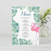 Waterverf Flamingo Tropical Menu Kaart (Staand voorkant)