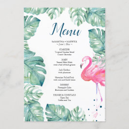 Waterverf Flamingo Tropical Menu Kaart