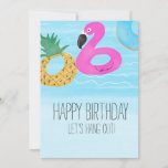 Waterverf Flamingo Tropical Pool Birthday Friend Kaart<br><div class="desc">Winkelen,  oude en nieuwe Wenskaarten Ontworpen door het droomgrote digitale ontwerp</div>