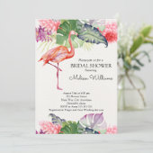 Waterverf Flamingo Tropical Summer Vrijgezellenfee Kaart (Staand voorkant)