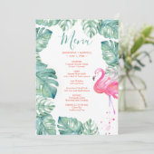 Waterverf Flamingo Tropisch menu Kaart (Staand voorkant)