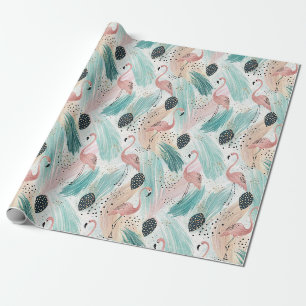 Waterverf Flamingo Tropisch Patroon Cadeaupapier
