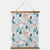 Waterverf Flamingo Tropisch Patroon Hangend Wandkleed (Voorkant)
