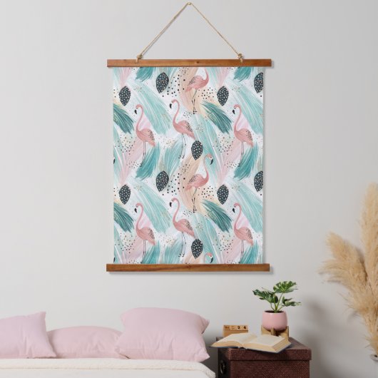Waterverf Flamingo Tropisch Patroon Hangend Wandkleed (Slaapkamer)