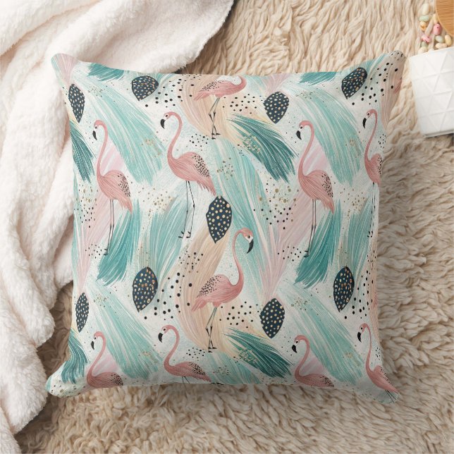 Waterverf Flamingo Tropisch Patroon Kussen (Deken)