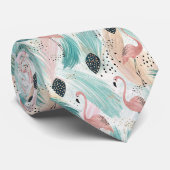 Waterverf Flamingo Tropisch Patroon Stropdas (Opgerold)