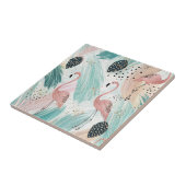 Waterverf Flamingo Tropisch Patroon Tegeltje (Zijkant)
