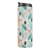 Waterverf Flamingo Tropisch Patroon Thermosbeker (Geroteerd rechts)