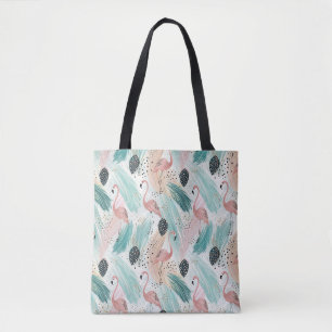 Waterverf Flamingo Tropisch Patroon Tote Bag