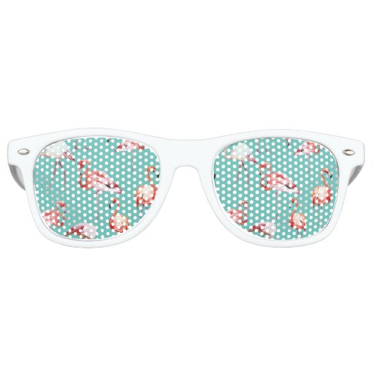 Waterverf flamingo tropisch turquoise retro zonnebril (Voorkant)