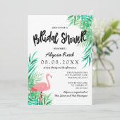 Waterverf Flamingo Tropische Bruiloft Feest Kaart (Staand voorkant)