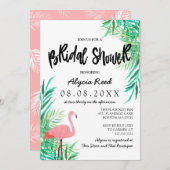 Waterverf Flamingo Tropische Bruiloft Feest Kaart (Voorkant / Achterkant)