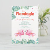 Waterverf Flamingo Twins Verjaardagsfeest Kaart (Staand voorkant)