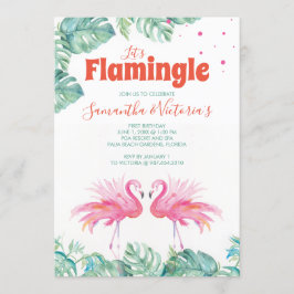 Waterverf Flamingo Twins Verjaardagsfeest Kaart