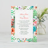 Waterverf Flamingo Uitnodiging (Staand voorkant)