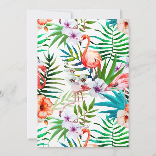Waterverf Flamingo Uitnodiging (Achterkant)