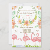 Waterverf Flamingo Verjaardagsuitnodiging Kaart (Voorkant)