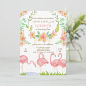 Waterverf Flamingo Verjaardagsuitnodiging Kaart (Staand voorkant)