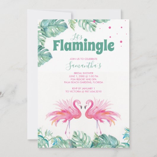 Waterverf Flamingo Vrijgezellenfeest Kaart (Voorkant)