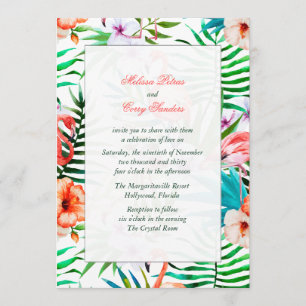 Waterverf Flamingo Wedding Invitation Kaart