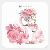 Waterverf Flamingo White Custom Vierkante Sticker (Voorkant)