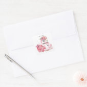 Waterverf Flamingo White Custom Vierkante Sticker (Envelop)